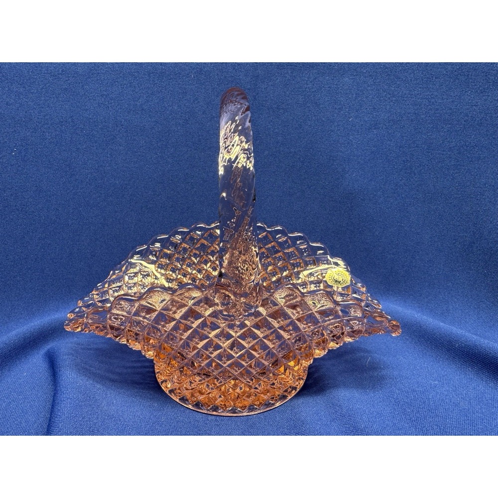 Vintage Westmoreland Glass Pink English Hobnail Trinket Basket Candy Dish